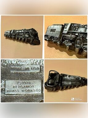 Vintage 1978 train engine locomotive belt buckle Bergamot Brass Works